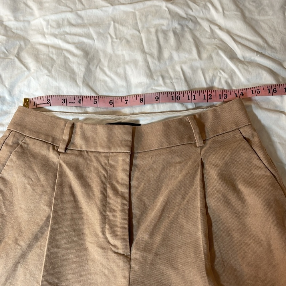 Ann Taylor Linen Blend Tan Wide Leg Trousers 4P - Picture 6 of 12